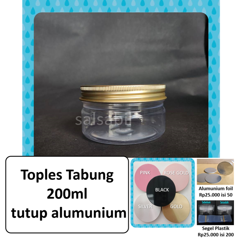 Toples tabung 200ml tutup alumunium