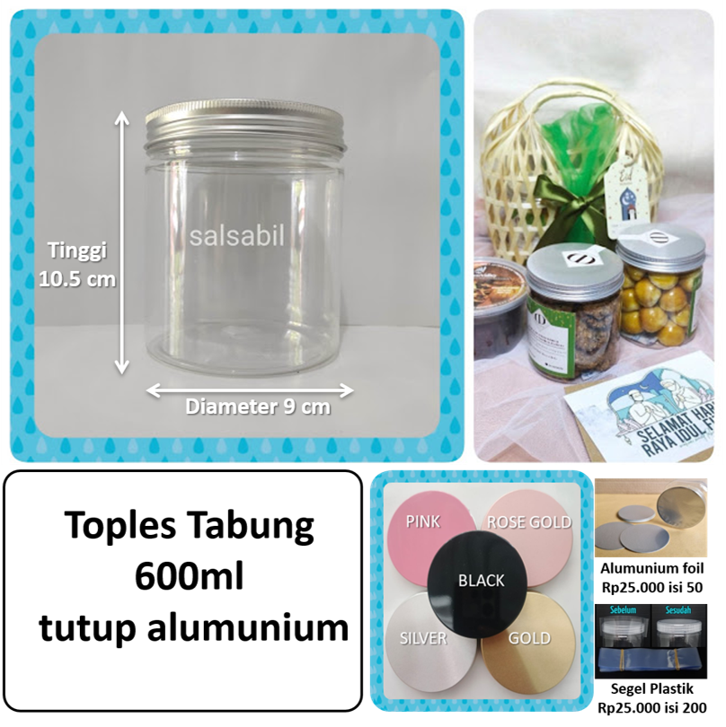 Toples tabung 600ml tutup alumunium