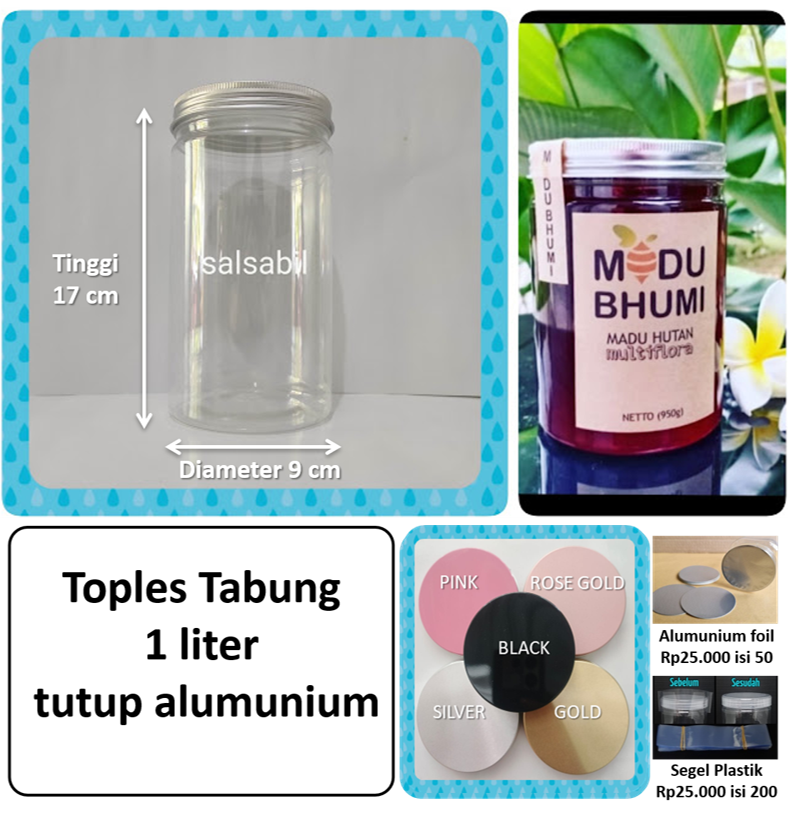 Toples tabung 1 liter tutup alumunium