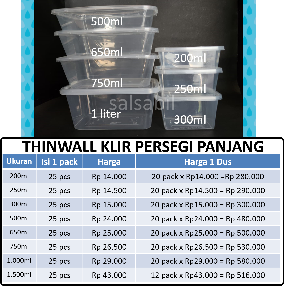 Thinwall klir persegi panjang