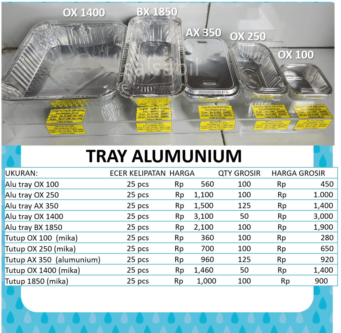 Tray alumunium