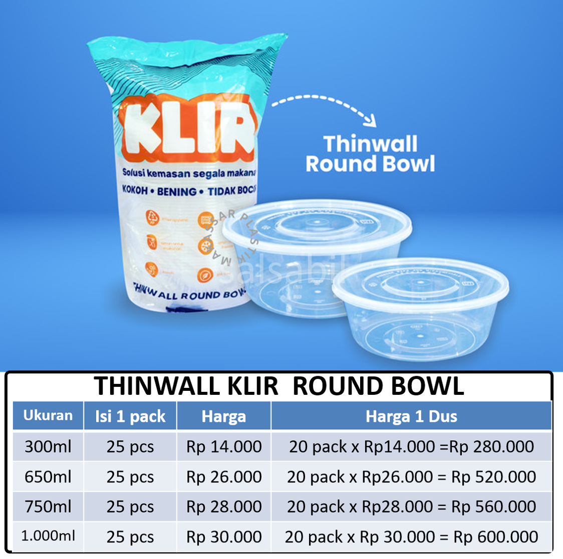 Thinwall klir round bowl