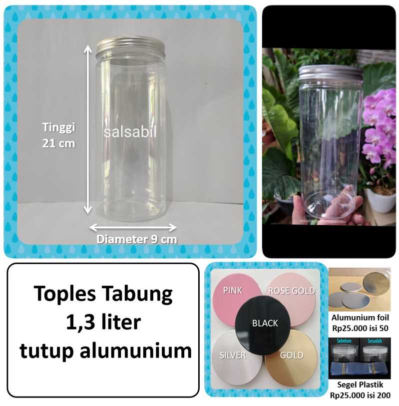 Toples tabung 1300ml tutup alumunium