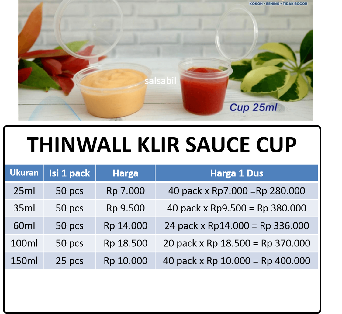 Thinwall klir sauce cup