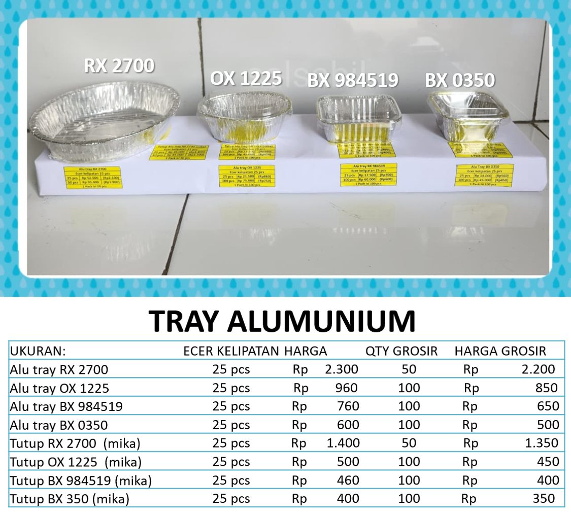 Tray alumunium