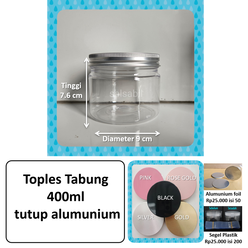 Toples tabung 400ml tutup alumunium