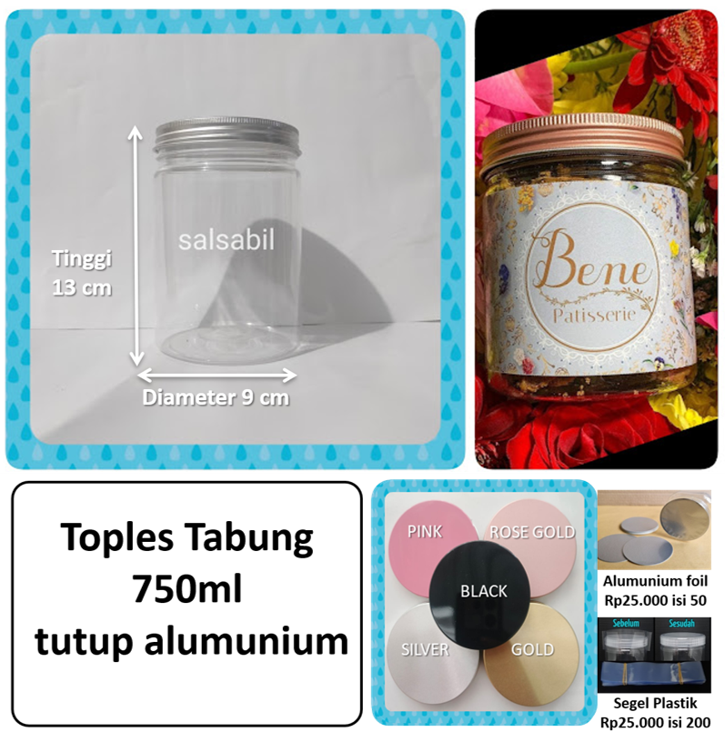 Toples tabung 750ml tutup alumunium
